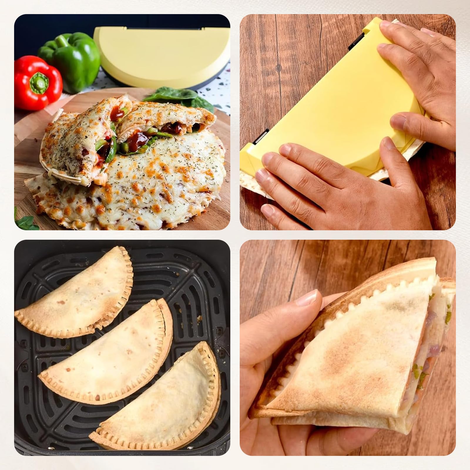3-en-1 Prensa de Tortillas, Sellador de Tortillas Desmontable de 15,2–20,3–25,4cm, Quesadillera, Prensa para Empanadas, Amarillo & Negro