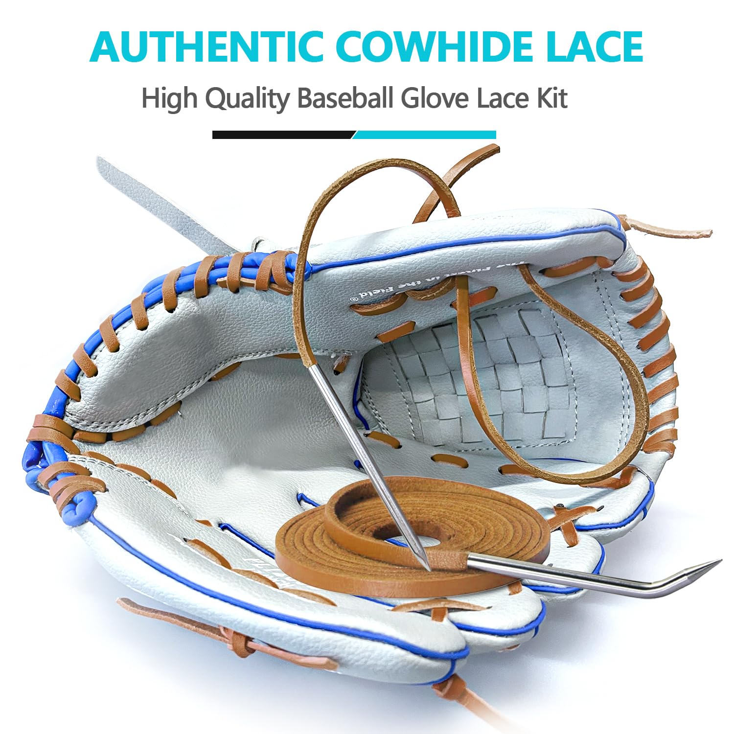Kit di riparazione per guanti da baseball, guanti in pizzo, 2 lacci in pelle e 2 aghi per legare guanti