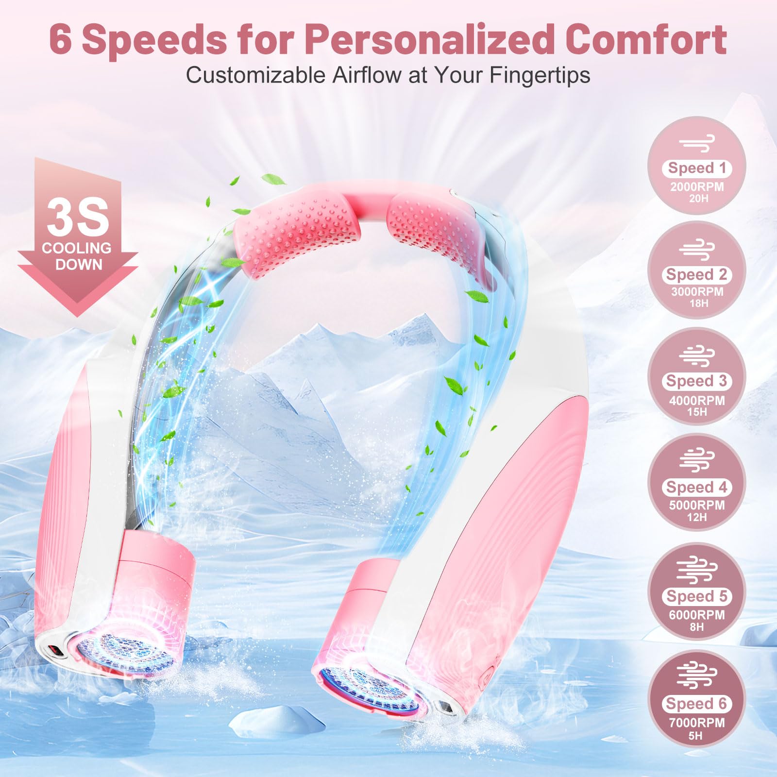 Draadloze Nekventilator | 5 Snelheden, 5000mAh, 360° Koeling & Stijlvo