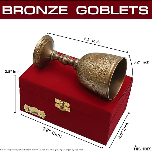 Miniatura 2 de Copa de vino vintage de latón hecha a mano, copa de vino de boda de estilo antiguo en caja de regalo forrada de terciopelo, regalo ideal