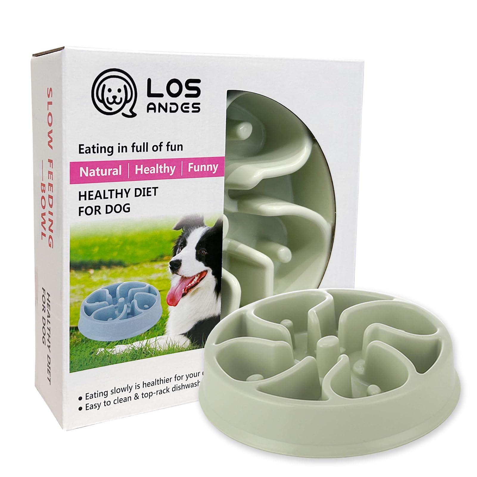 LOS ANDES Slow Feeder Dog Bowl, Anti Gulp Dog Food Bowl, Healthy Slow Eating Dog Bowl to Reduce Choking and Overeating, Stop Feeding Bowl for Small Medium Dogs
