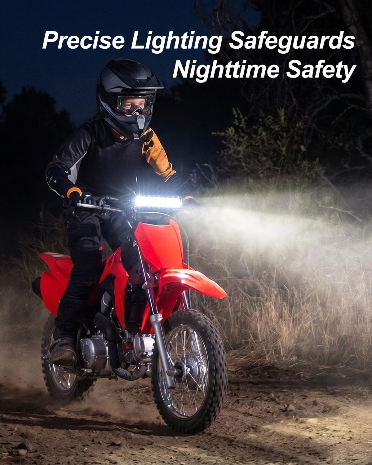 Dirt Bike Light Bar Fit for Honda CRF110 CRF250F Kawasaki KLX110 Yamaha TTR110 TTR110E YZF450 Suzuki RM85, 7/8" Motorcycle Headlight Strip Kit