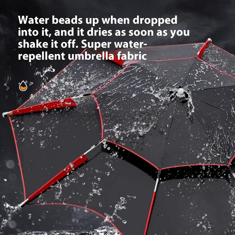 Parapluie de pêche – Coupe-vent avec protection solaire UPF50+, design pliable portable pour la pêche au bord de la rivière et du lac, piquet de sol inclus (parapluie universel en métal noir épais