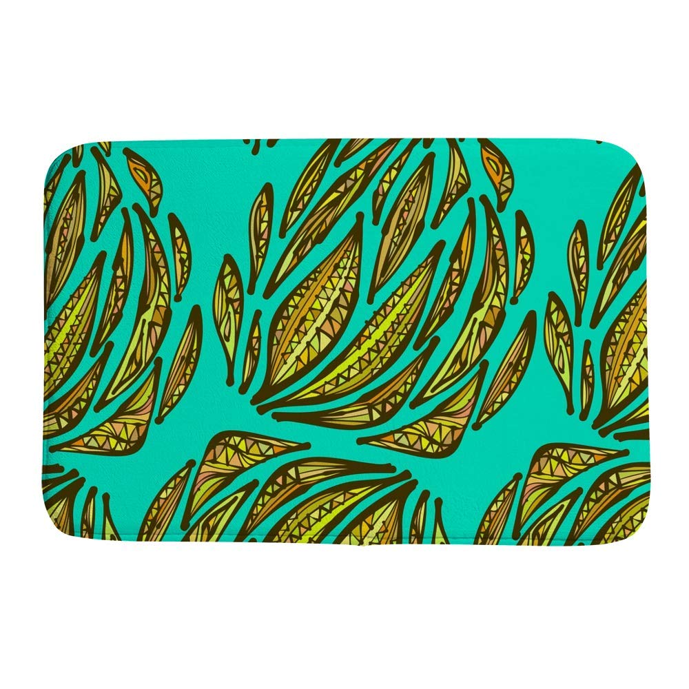 Tapis de bain grand format 91x61 cm lavable et absorbant avec motif feuilles de style nature