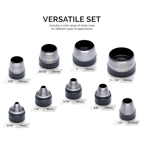 Miniatura 4 de Neiko 02614A Conjunto intercambiable de sacabocados con mango resistentes con estuche conjunto grande de 10 unidades