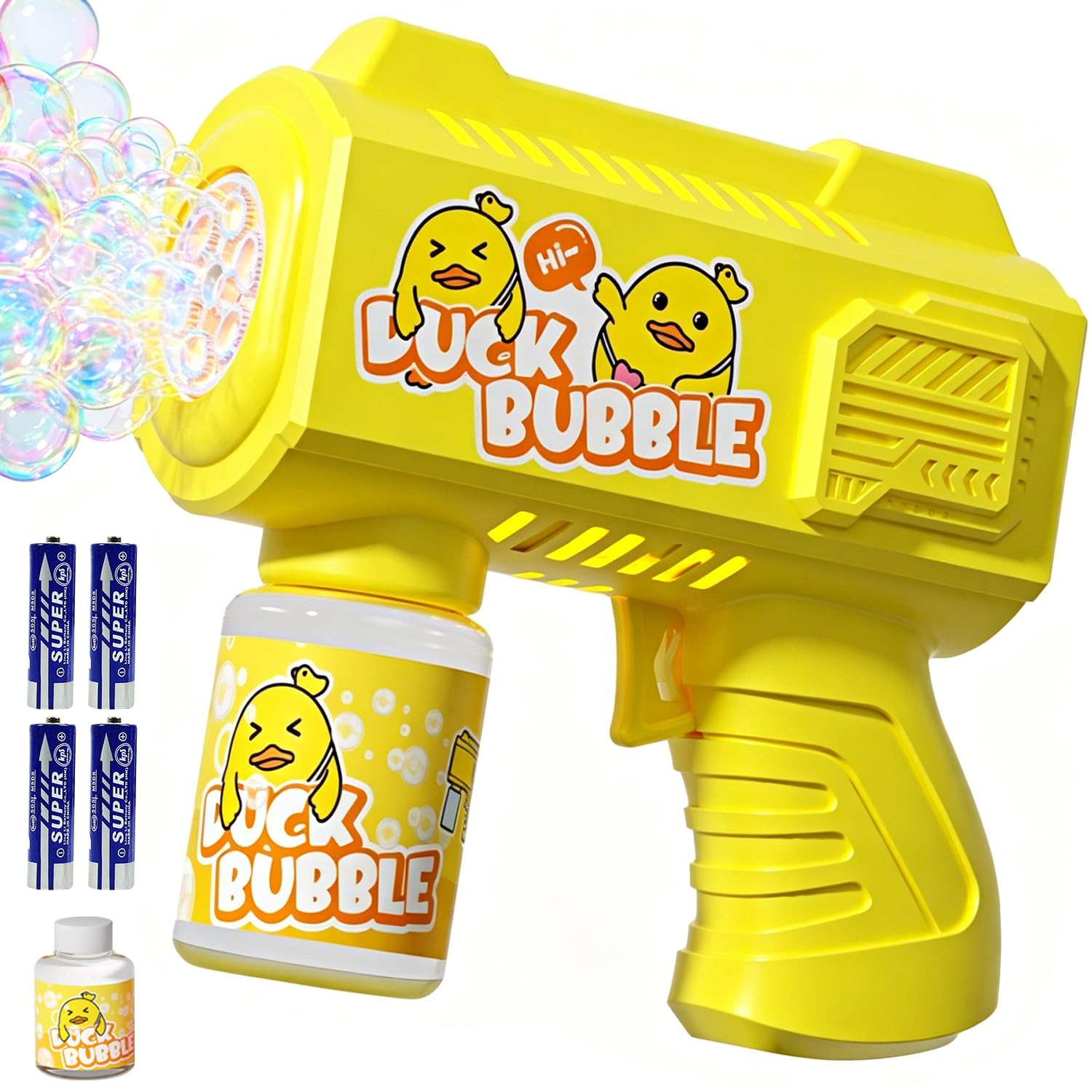 Kids Bubble Guns, Automatic Bubble Machine Gun for Kids Adults, with Bottles Solution, Party Outdoor Garden Game Toy - Yellow