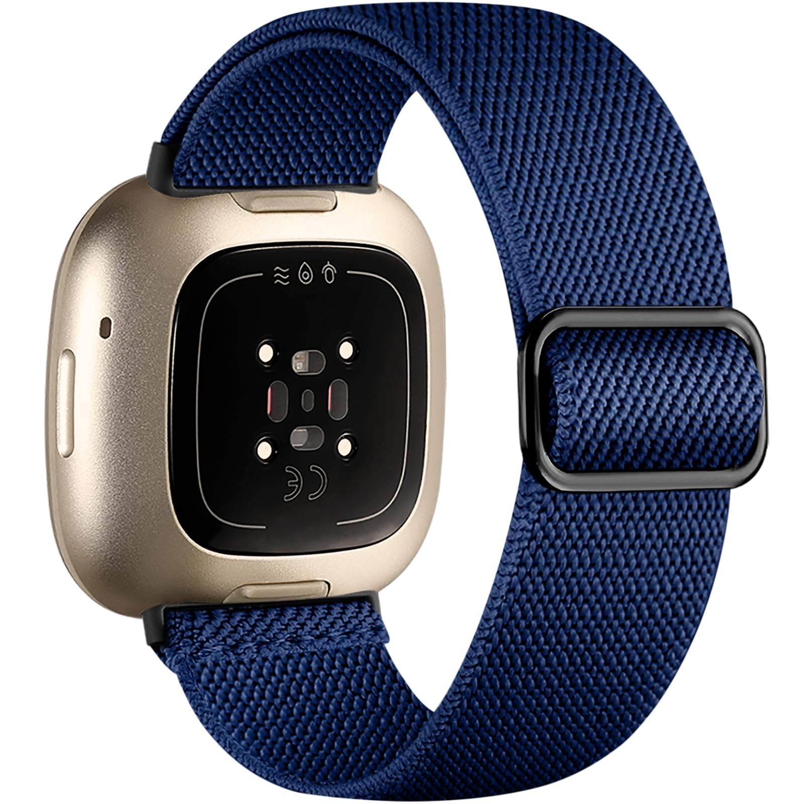 Maledan Replacement Band for Fitbit Sense and Sense 2 Bands for Men Women, Sport Soft Nylon Adjustable Breathable Straps for Versa 4 & Versa 3 Watch Bands Smartwatch Wristbands Accessories, Navy Blue