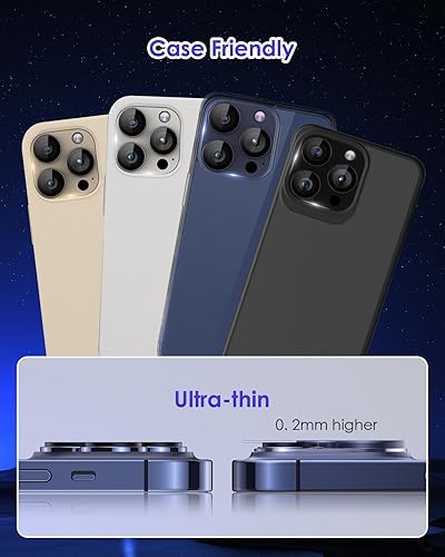 Miniatura 6 de Protector de lente de cámara para iPhone 15 ProiPhone 15 Pro Max metal de cobertura completa Pantalla de vidrio templado 9H, cubierta de cámara