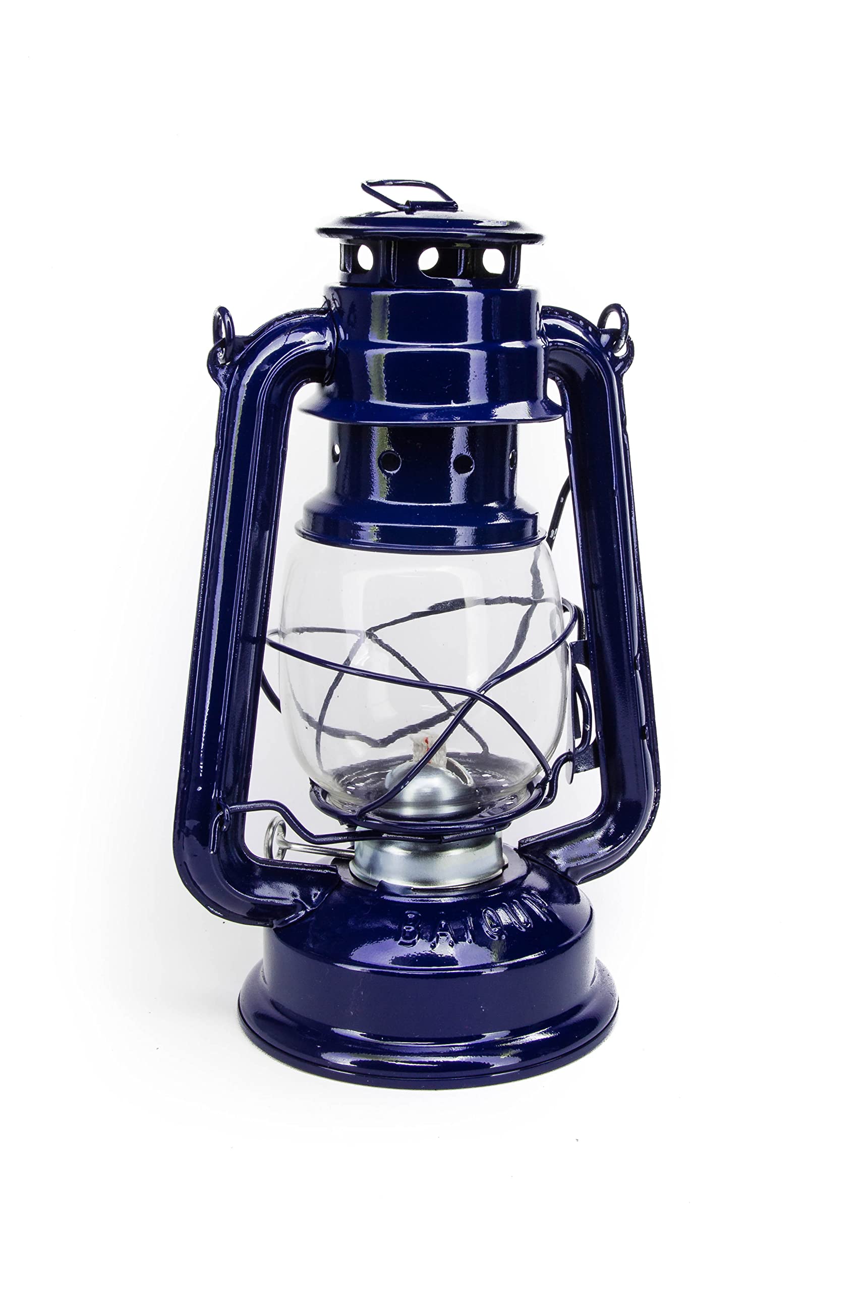 Petroleumlampe 30 cm blau Pulverbeschichtet, Glas, Sturmlaterne, Camping