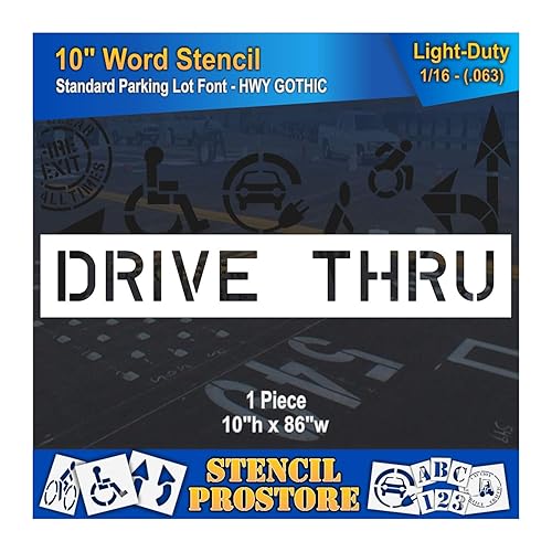 Plantillas de marcado de pavimento 10 pulgadas Drive Thru Stencil 10" x 84" x 116'' (63 mil) - Ligero Plantillas de marcado de pavimento 10 pulgadas Drive Thru Stencil 10" x 84" x 116'' (63 mil) - Ligero