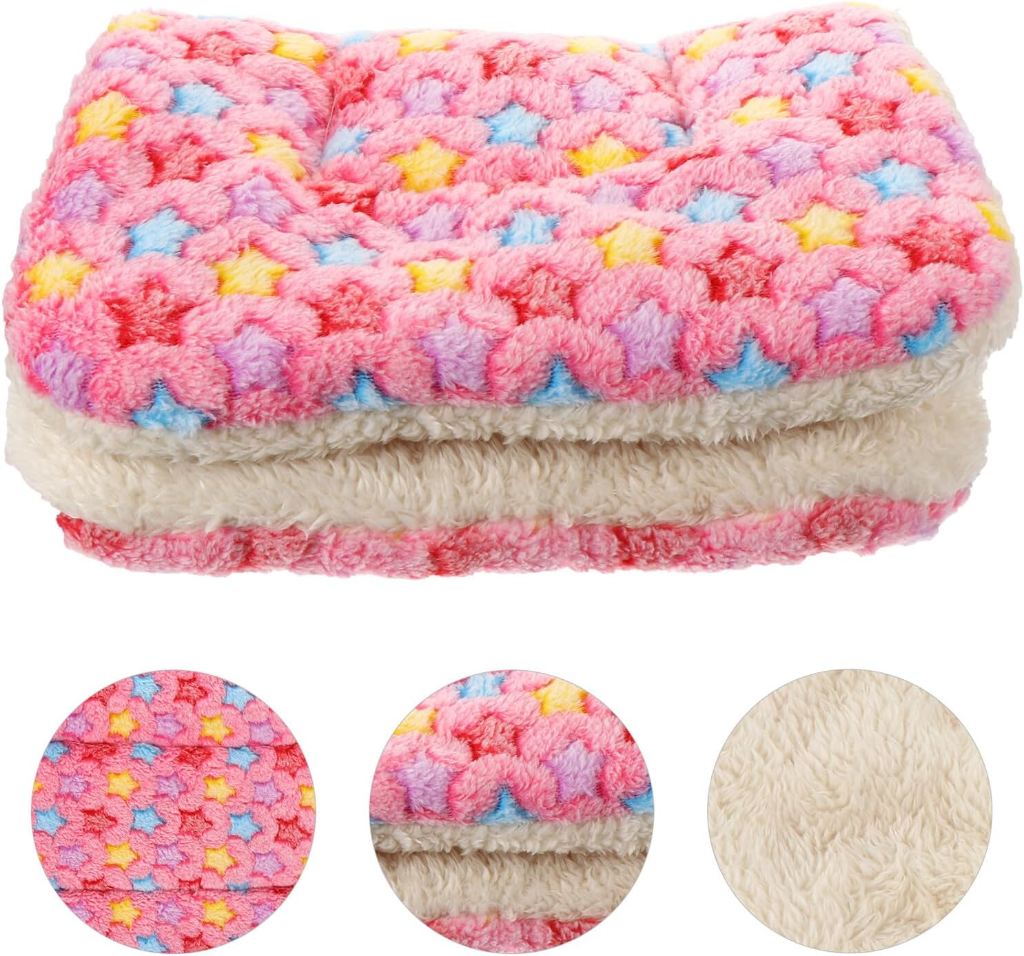 SHOWERORO Pet Sleeping Bed Cushion Thickened Warm Dog Blanket Pink Pattern M Size Soft Cozy Nest Cushion for Cats and Dogs Indoor Winter Use