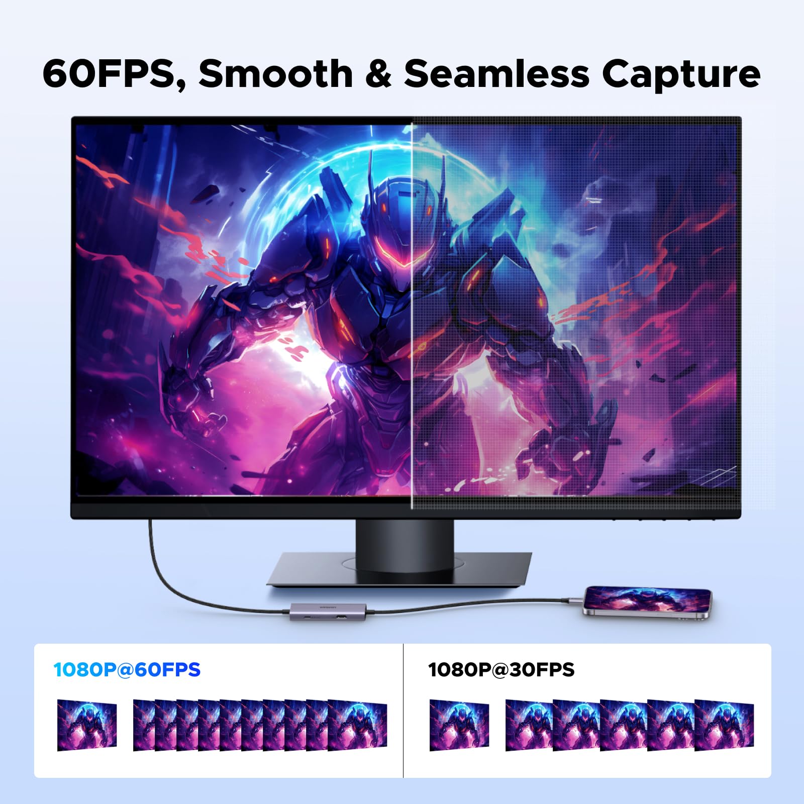 UGREEN Karta przechwytująca i ładowarka PD 100 W, karta przechwytująca 4K30Hz Loop-Out 2K30Hz, karta przechwytująca wideo USB 3.0 hdmi do Switch/Steam Deck