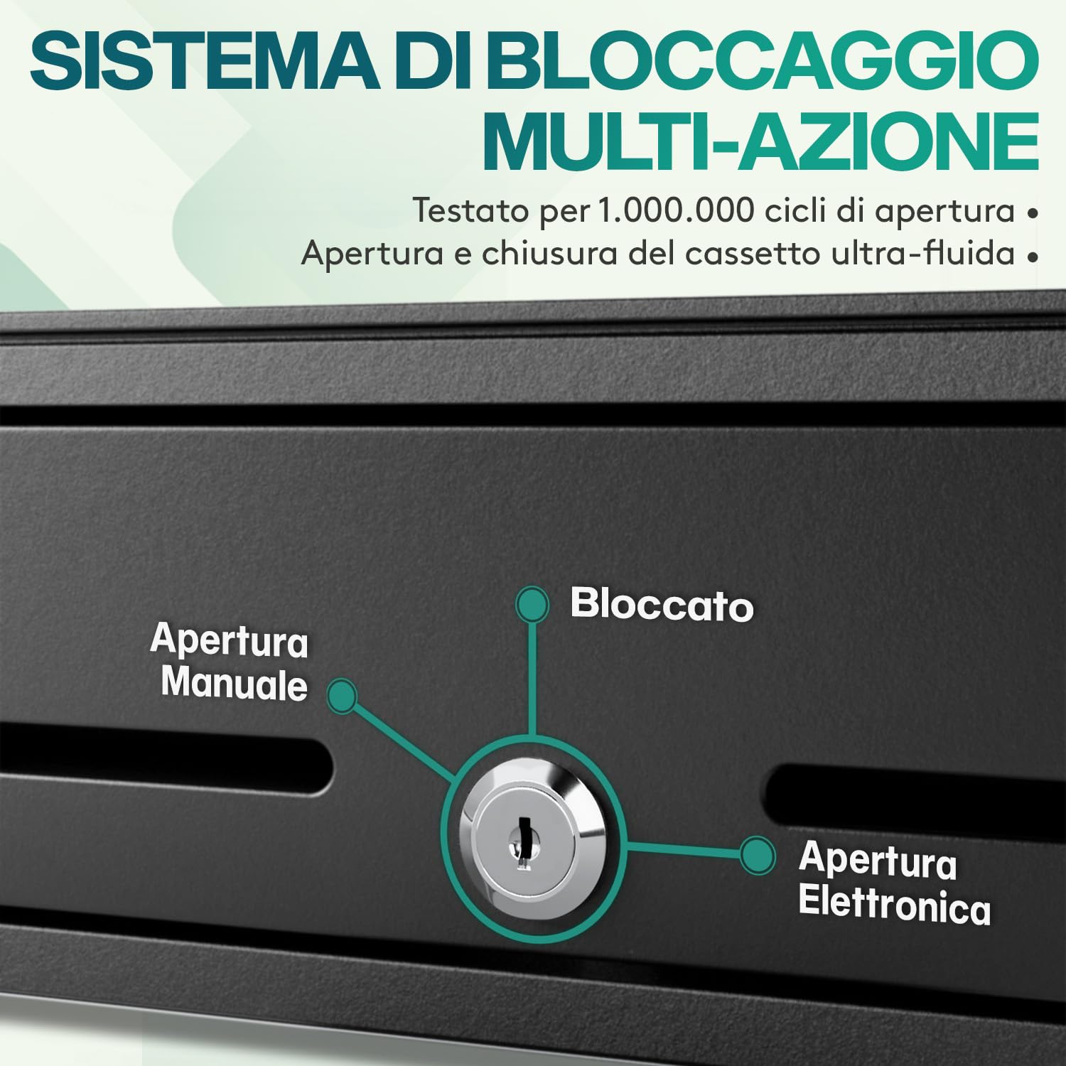 ACROPAQ Cassetto cassa - Compatibile con registratore cassa RJ11, 4 scomparti monete e 8 banconote, Cassetto in metallo con inserto rimovibile, Robusto (42 x 41 x 12 cm) - Cassetto cassa registratore