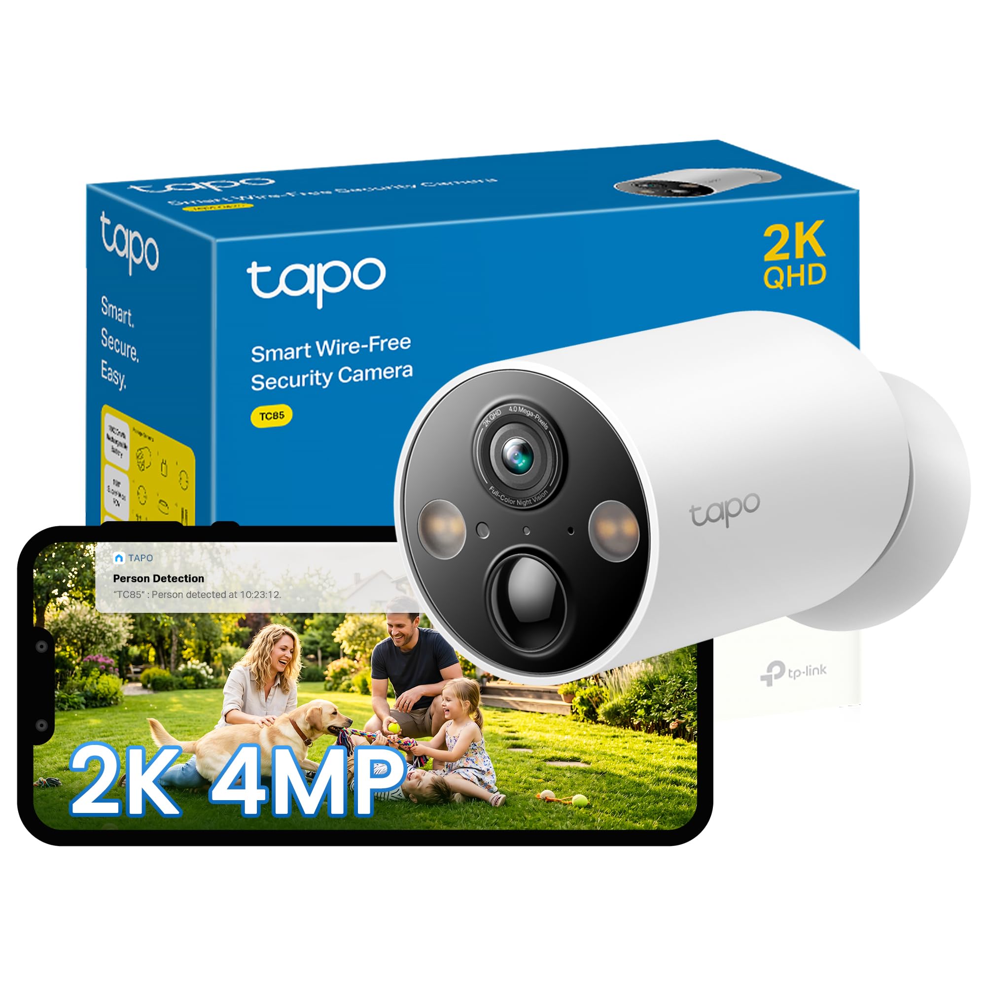 Tapo TC85 2K 4MP Battery Outdoor Security Camera Wireless QHD CCTV Camera