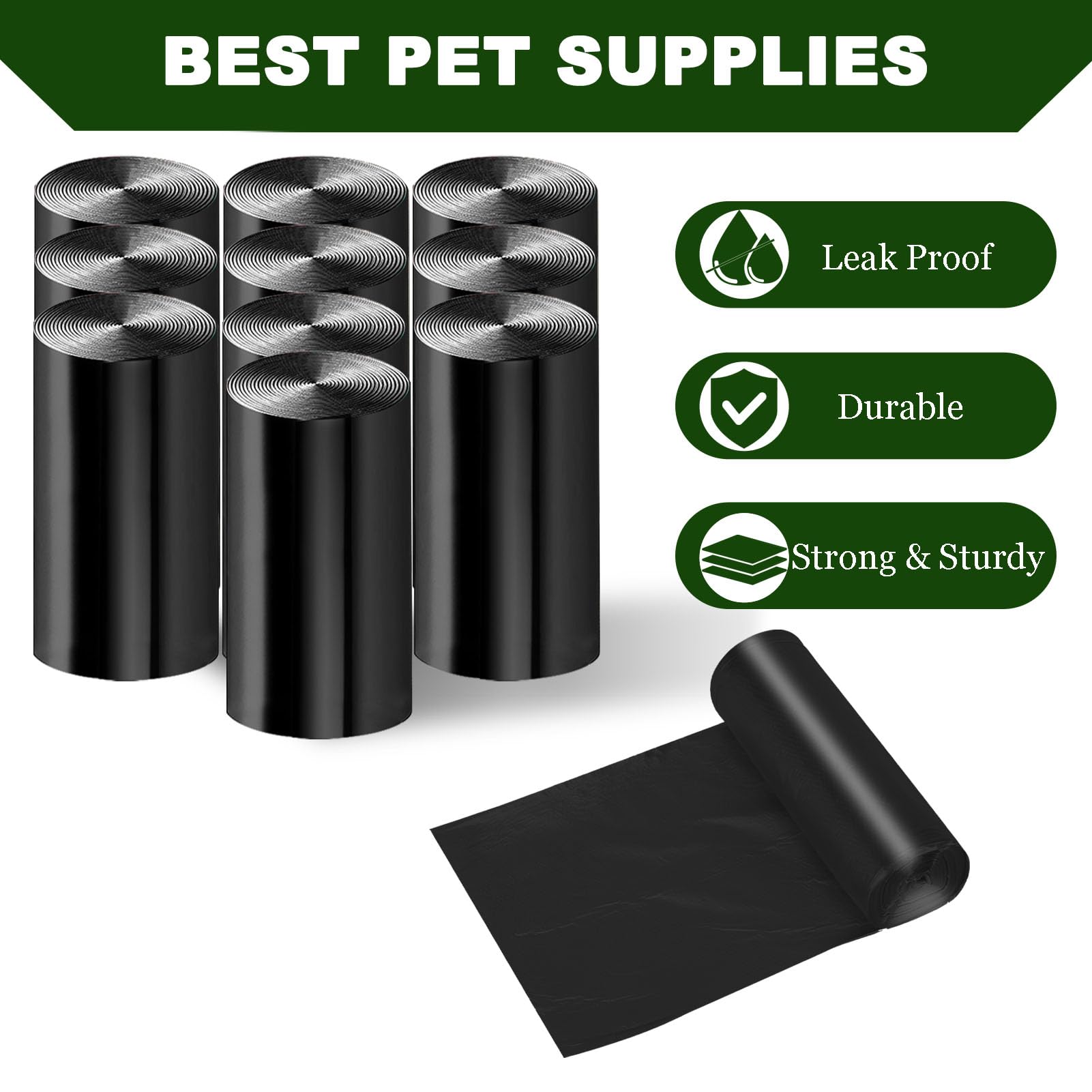 Bolsas de basura para perros, bolsas de basura para perros de 5 litros en el exterior, paquete de 5 bolsas para excrementos de perro, bolsas para excrementos de perro para exteriores, 100