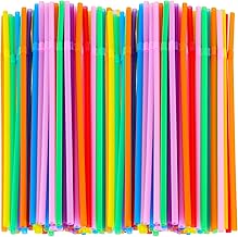 Straws Plastic Straws 100 Pack Straws Flexible Disposable Straws Drinking Straw 8.3" Long Colorful Cocktail Straws for Home Parties Bar Beverage Shops