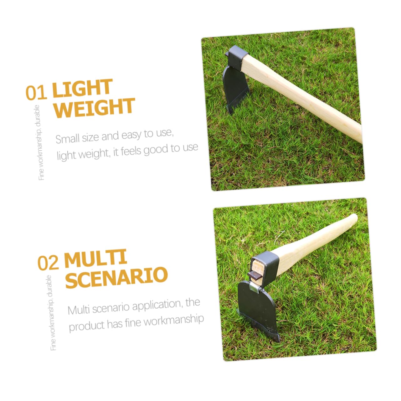 BESPORTBLE 2 Stück Gartenhacke Gehärtetem Vollstahl Ergonomischer Holzgriff Unkrautwerkzeug zum Jäten und Auflockern Gartenarbeit und Pflanzenpflege