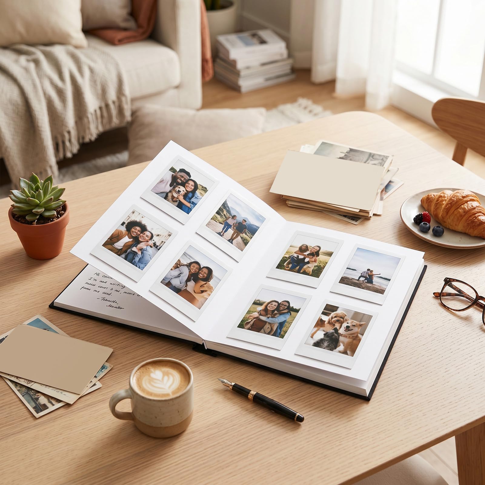 AUNMAS Mini álbum de Almacenamiento de Fotos, Capacidad para 120 (BLACK) | Fotos de 2x3 pulgadas con 4 fotos por lado y cubierta personalizable con área de mensajes para guardar recuerdos, libro de