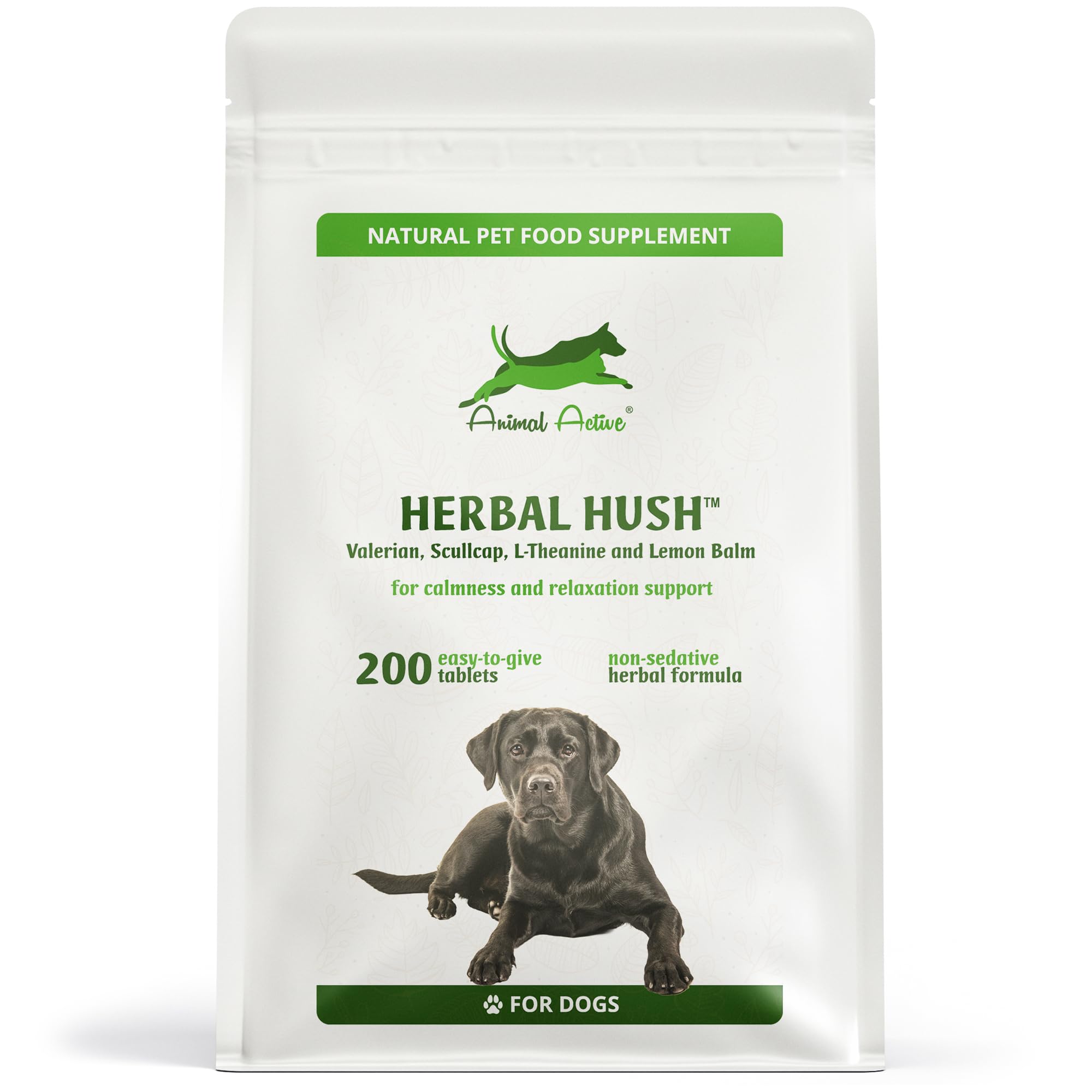 Animal Active Herbal Hush Calming Tablets for Dogs Reduce Stress, Barking, Separation, Fear