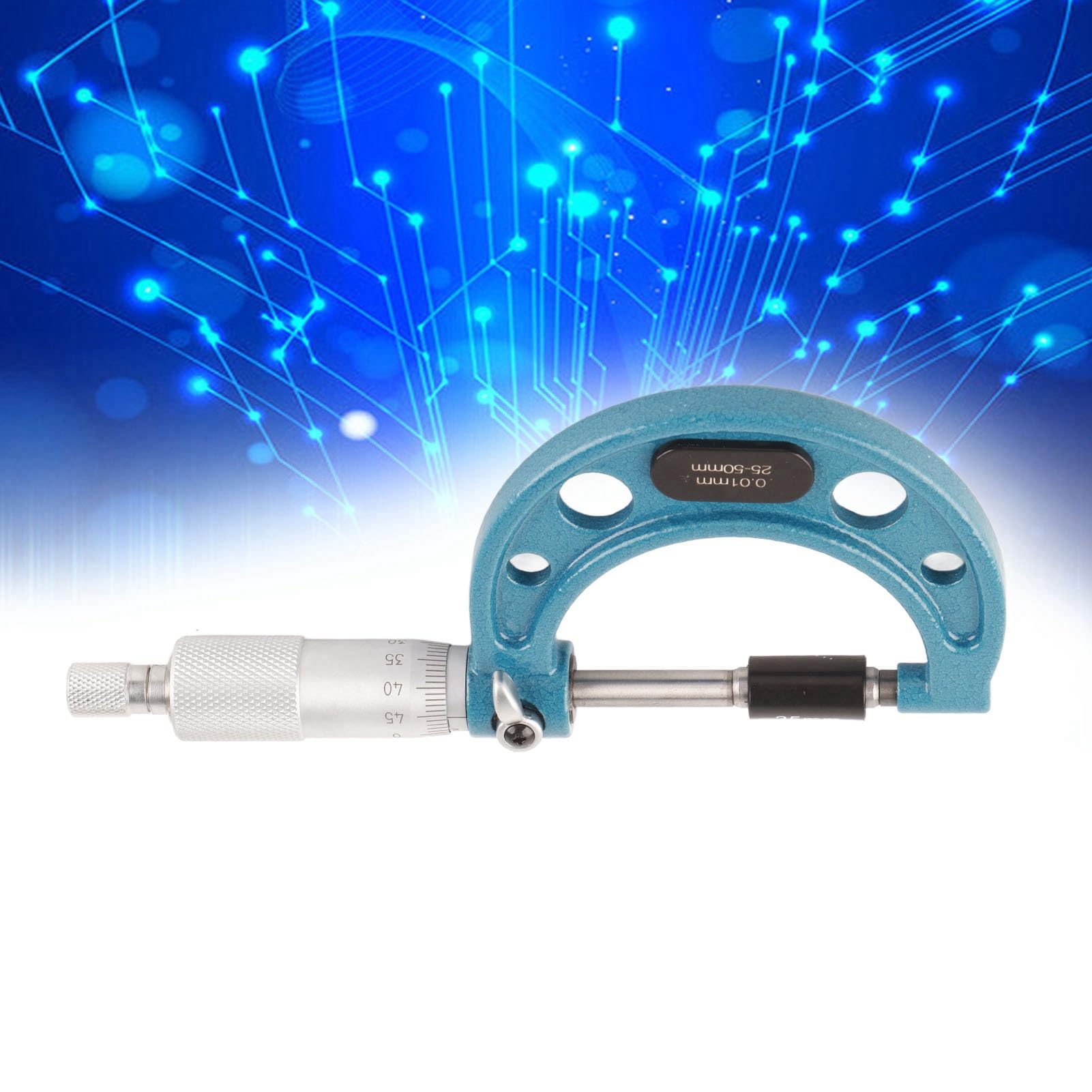 Ejoyous Außenmikrometer Edelstahl Hohe Genauigkeit Bügelmessschraube Dickenmessgerät mit Schlüssel 0,01mm Externes Mikrometer Werkzeug für präzises Messen von Materialstärken (25-50mm)
