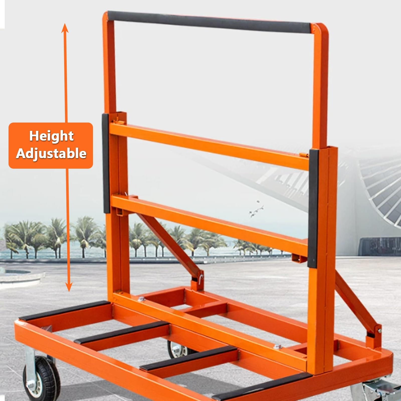 Portátil Plegable Carro para Placas Capacidad de Carga de 800 kg | Carro para Puertas, Altura Ajustable, 4 Ruedas Giratorias con Freno, para Contrachapado de Ventanas(6in wheel)