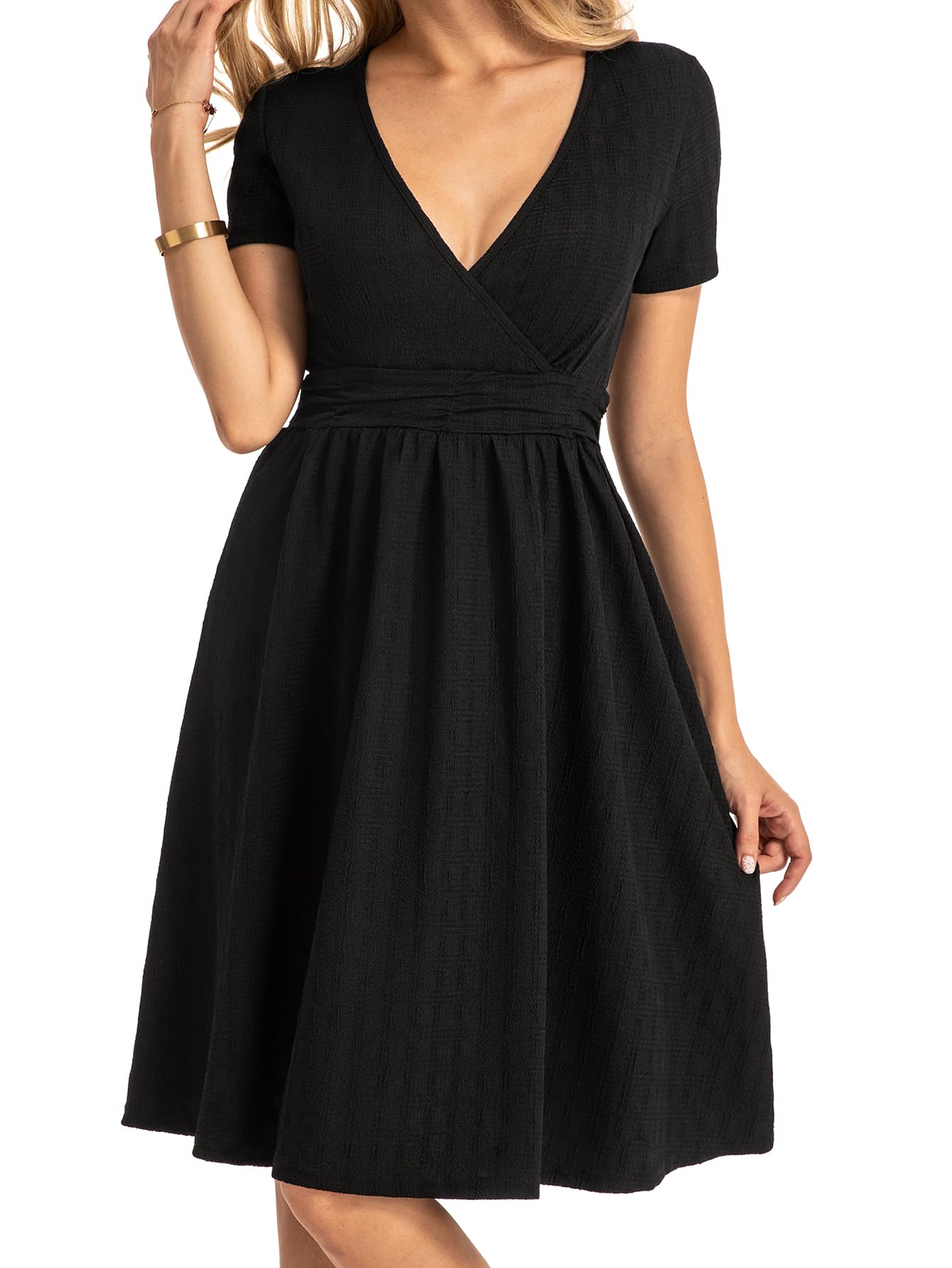 POSITY Women's V Neck ShortSleeved Casual Dress XLarge Black for sale