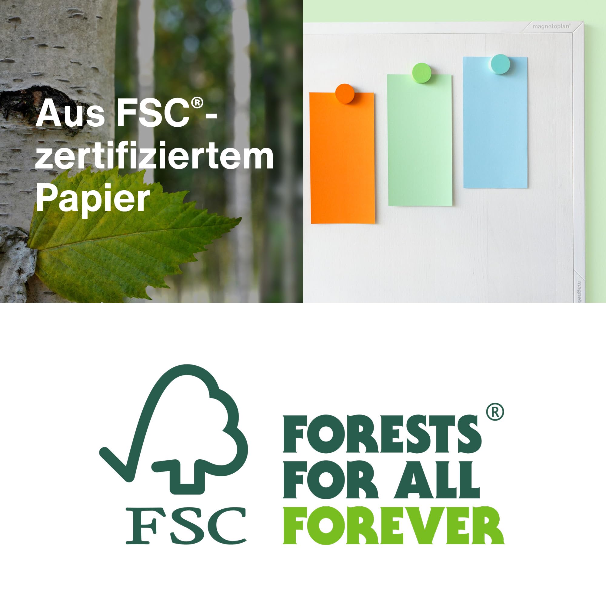 magnetoplan Moderationskarten, rechteckig | BxH 200x100 mm | 500 Stück | Kommunikationskarten in blau | Für Meetings und Präsentationen | FSC-zertifiziert