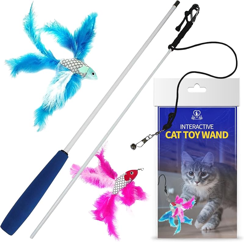 Brinquedo Vara Interativa para Gatos com 2 Peixes de Penas Pet Fit For Life 109324
