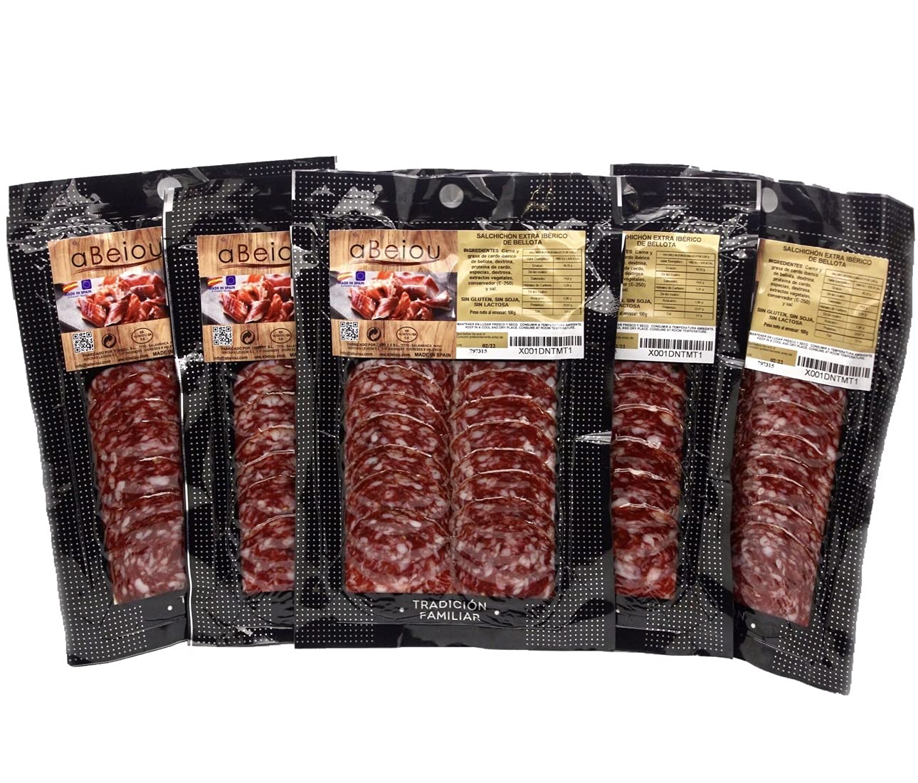 Chorizo Ibérico de Bellota Loncheado 50% Raza Ibérica 500 g (5×100 g) — Curación +16 Meses — Cert. Hycer — Guijuelo Salamanca — aBeiou — view 11