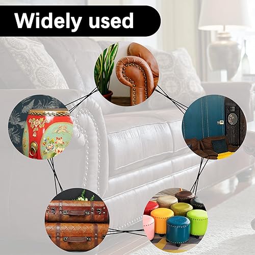 Miniatura 6 de 200 tachuelas decorativas de metal para el pulgar, tachuelas vintage de 27 x 12 pulgadas, tachuelas de tapicería resistentes para sofá, muebles,