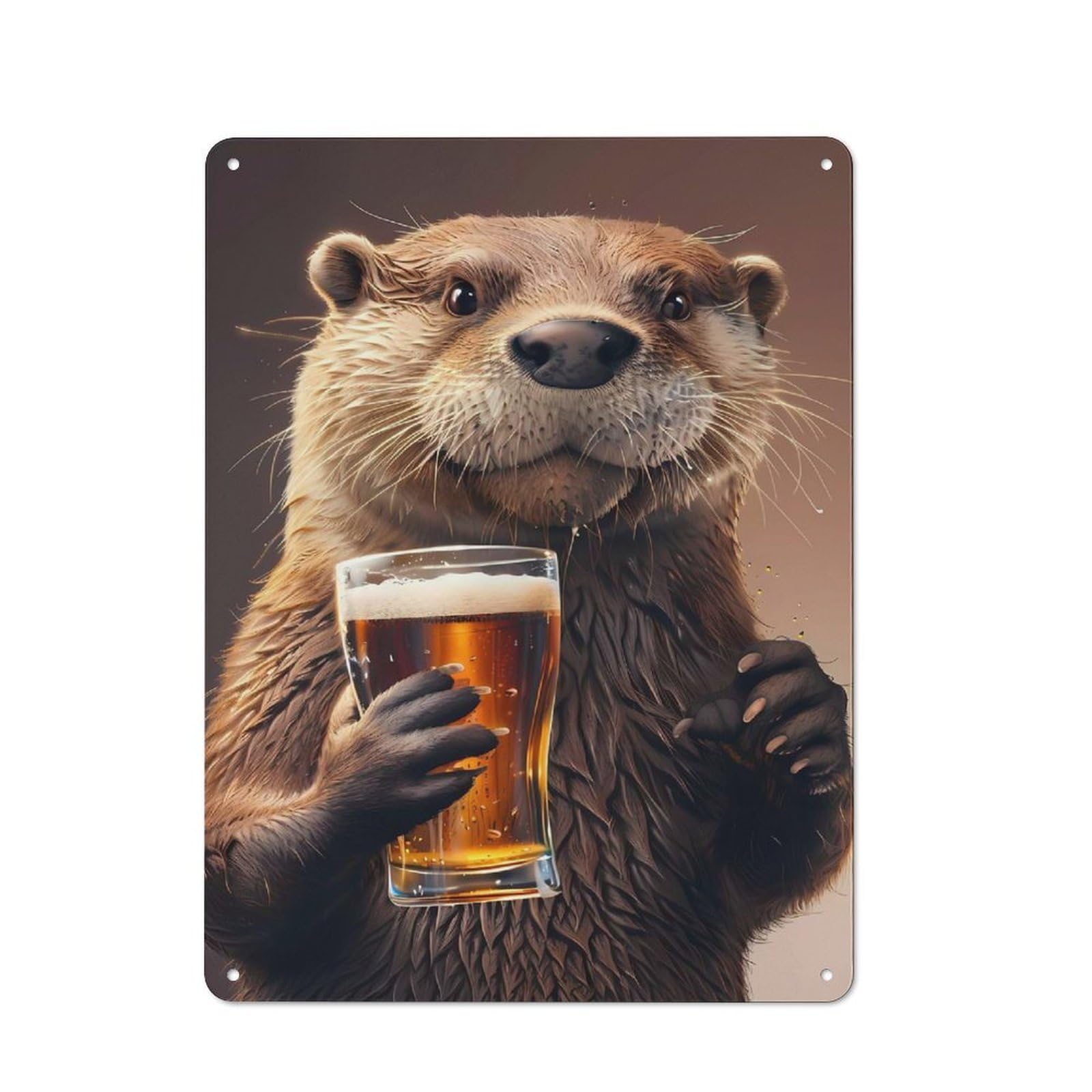 Junmoney Style-17 Otter Beer Printed Metal Sign 40X30cm For Café Or Restaurant, For Restaurant Decor Fans, For Retro Home Interiors