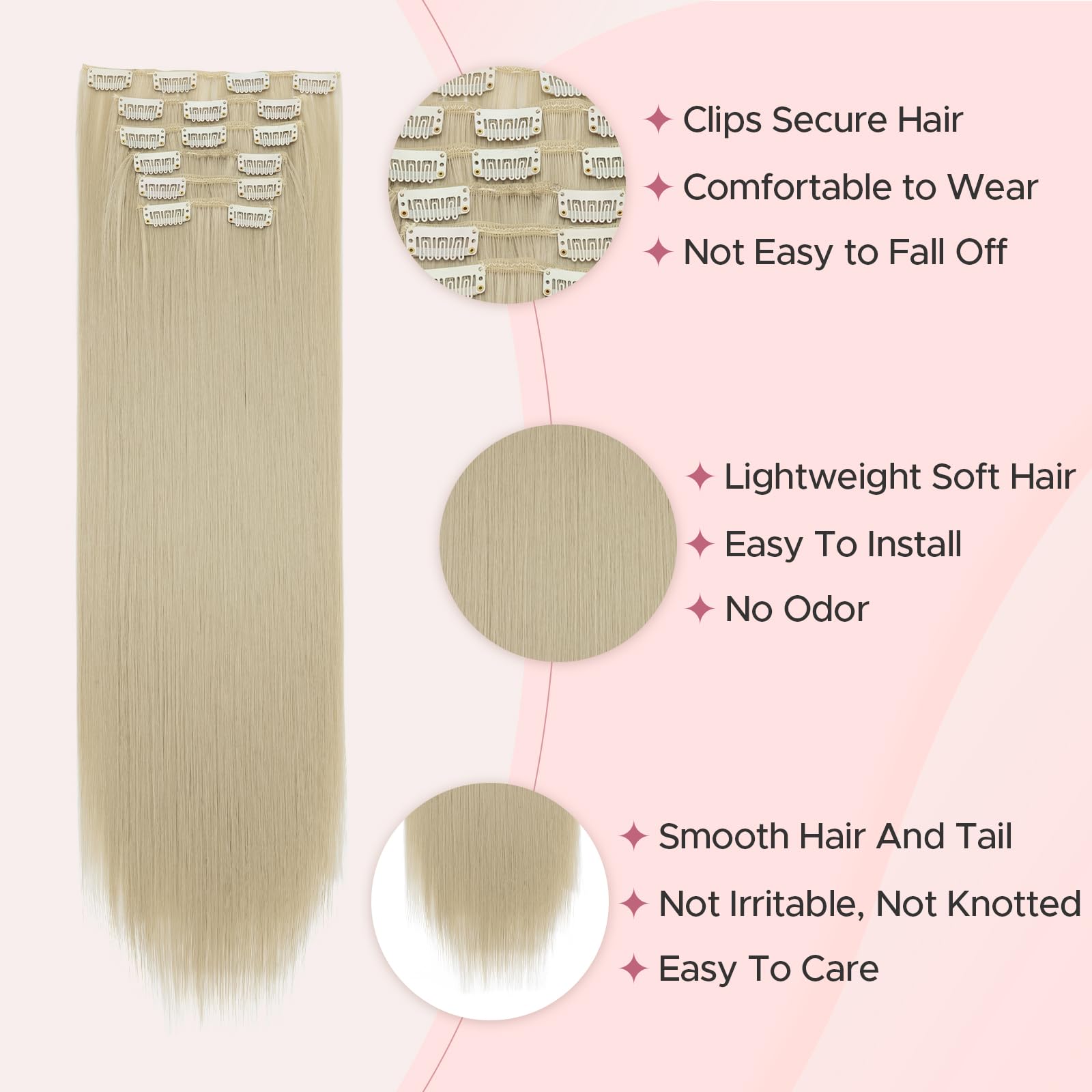 SEGOHAIR Hair Extensions Clip in Synthetic Fiber - Image 4