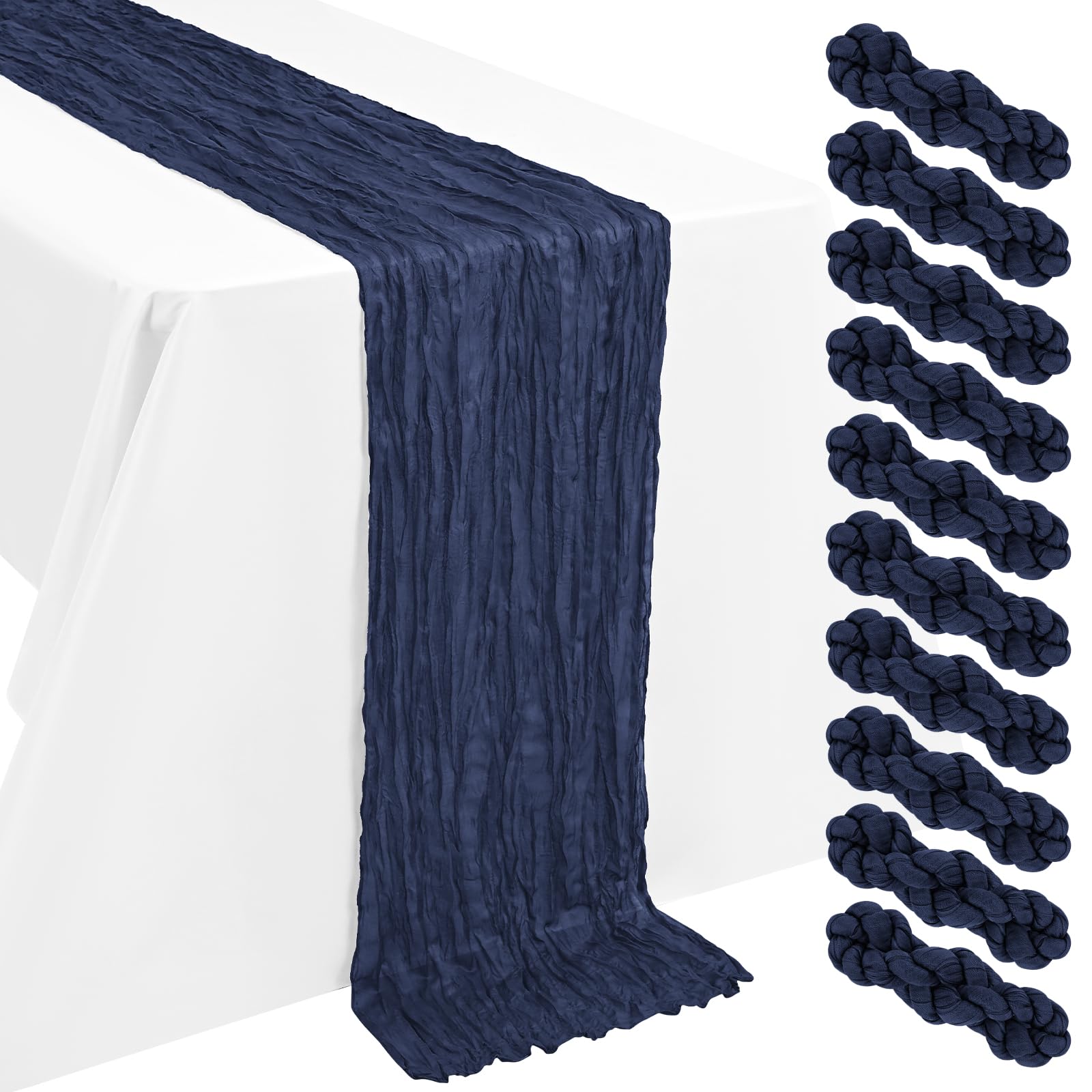LYAFS 10 Pack Navy Blue Table Runner Cheesecloth 55x300cm 10FT Gauze