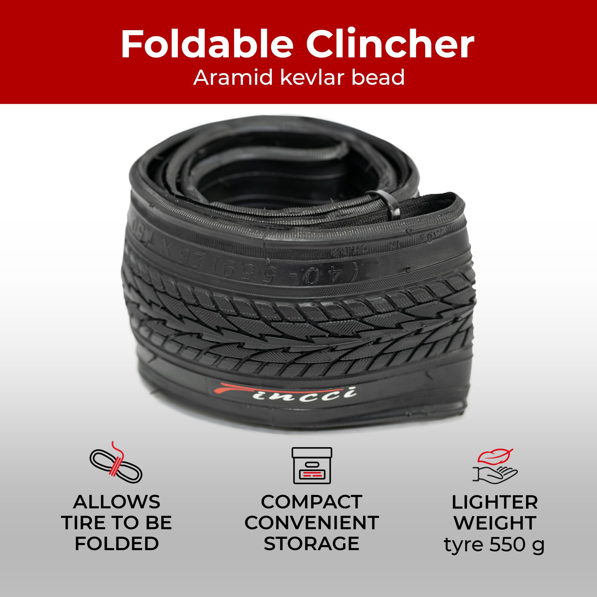 Fincci Copertoni Elettrica Fat Bike TB 26 X 4.0 Policci - Coppia Fat Goe Con 2x Caera D'aria