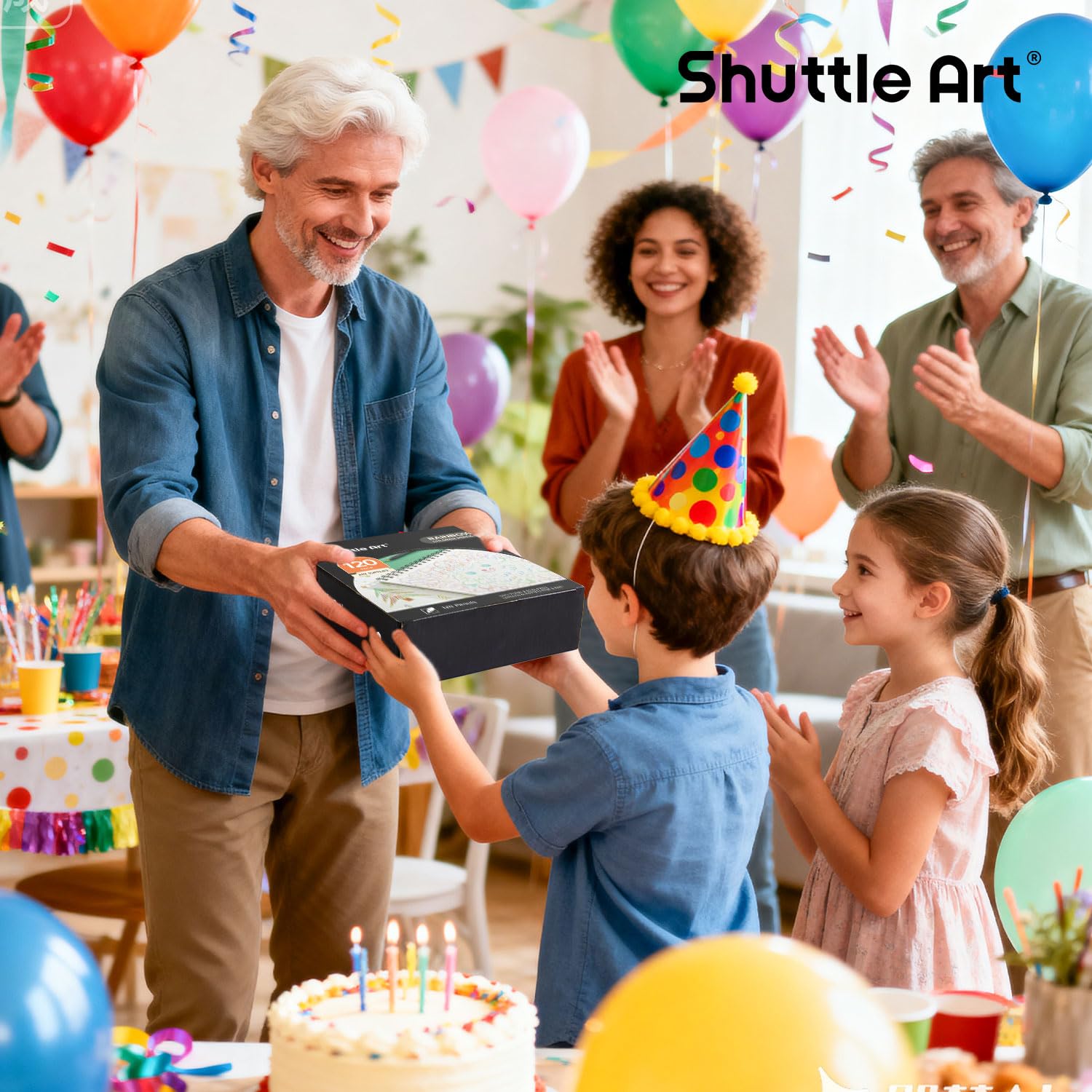 Shuttle Art 120 Stück Regenbogen-Bleistifte, 7 Farben in 1 Regenbogen-Buntstifte, vorgespitzte, bruchfeste schwarze Holzstifte für Erwachsene zum Malen, Zeichnen, Skizzieren