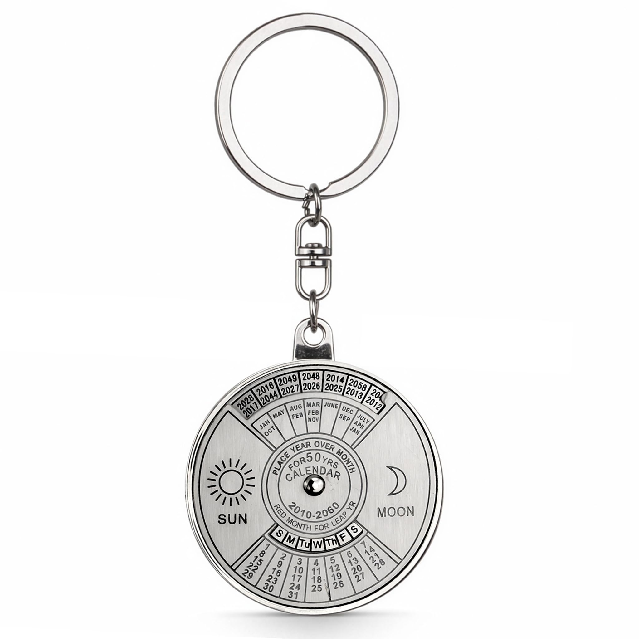 Storite 50 Years Calendar Key Chain || Rotating Perpetual Calendar Key Ring ll Metal Keychain || Keychain For Bike Car Bag Silver