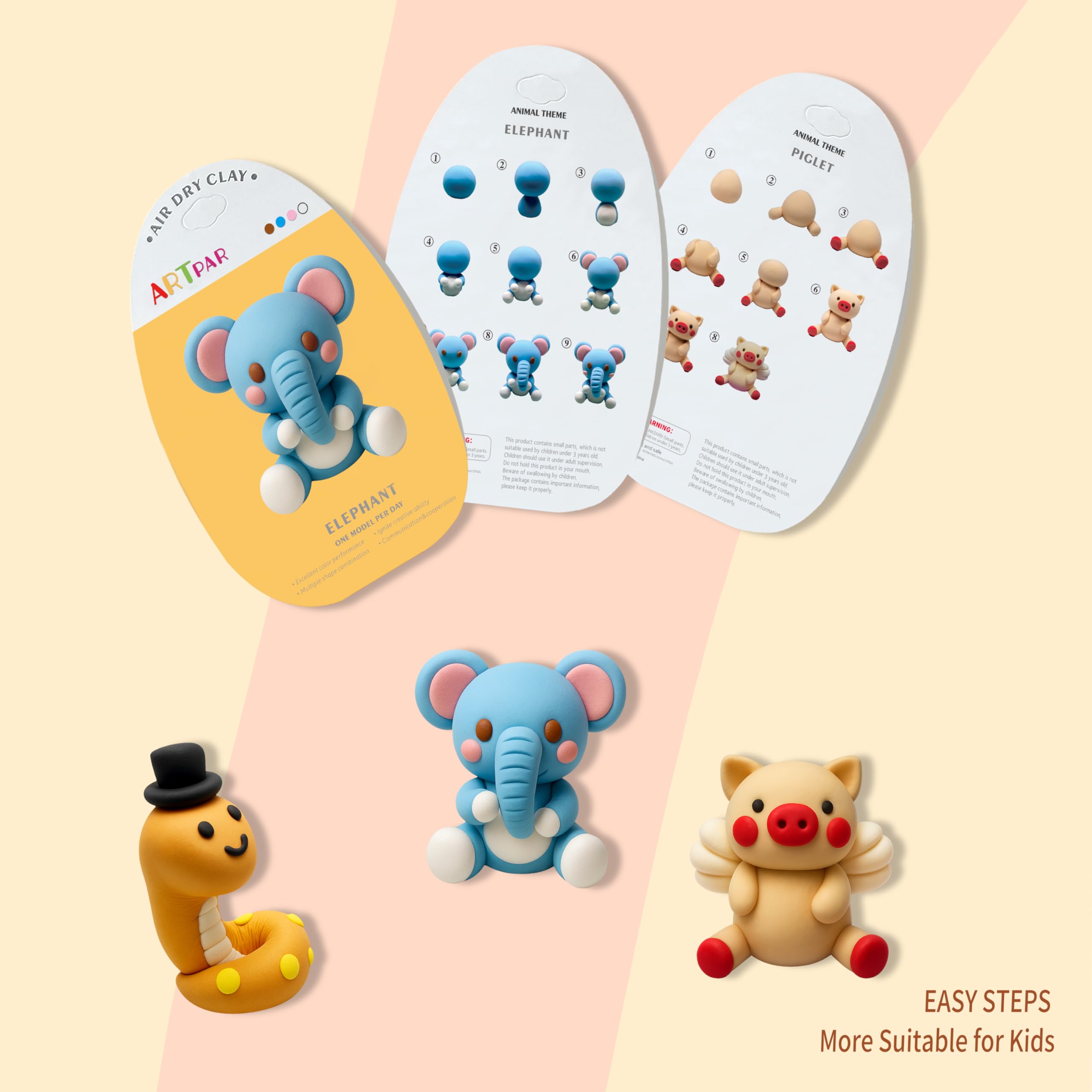 Air Dry Clay Kits for Kids-Modeling Magic Clay,12 Animals DIY Molding Clay Art Crafts Set,Ultra Light & Soft, Safe & Non-Stick with Sculpting Tools & Tutorials, Unique Gifts for Boys & Girls