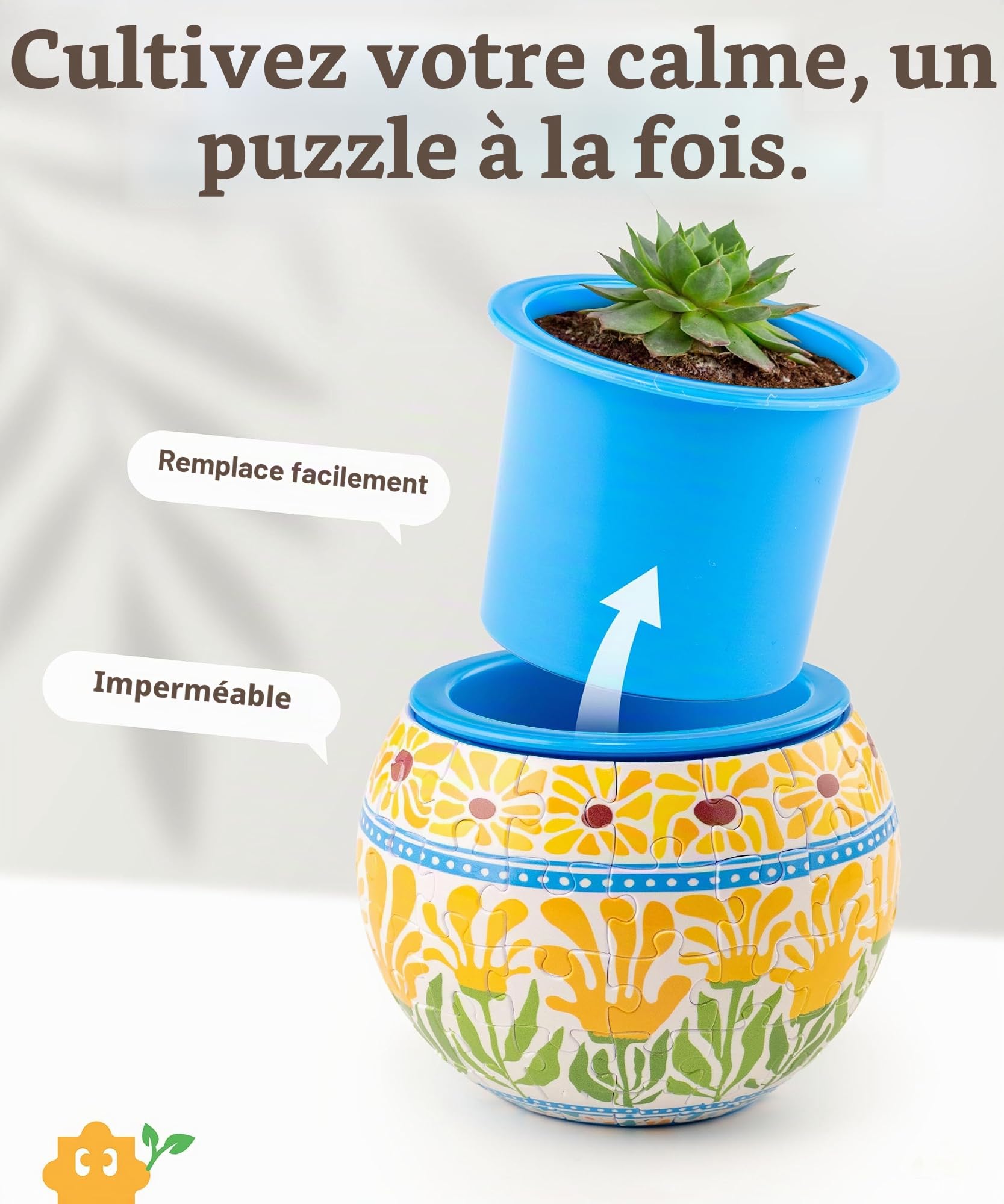 PieceRelax Puzzle 3D Pot de Fleurs 80 Pièces – Fleurs D'Été, Pour Maman, Décoration D'Intérieur Pour Cactus Et Succulentes [K1126]