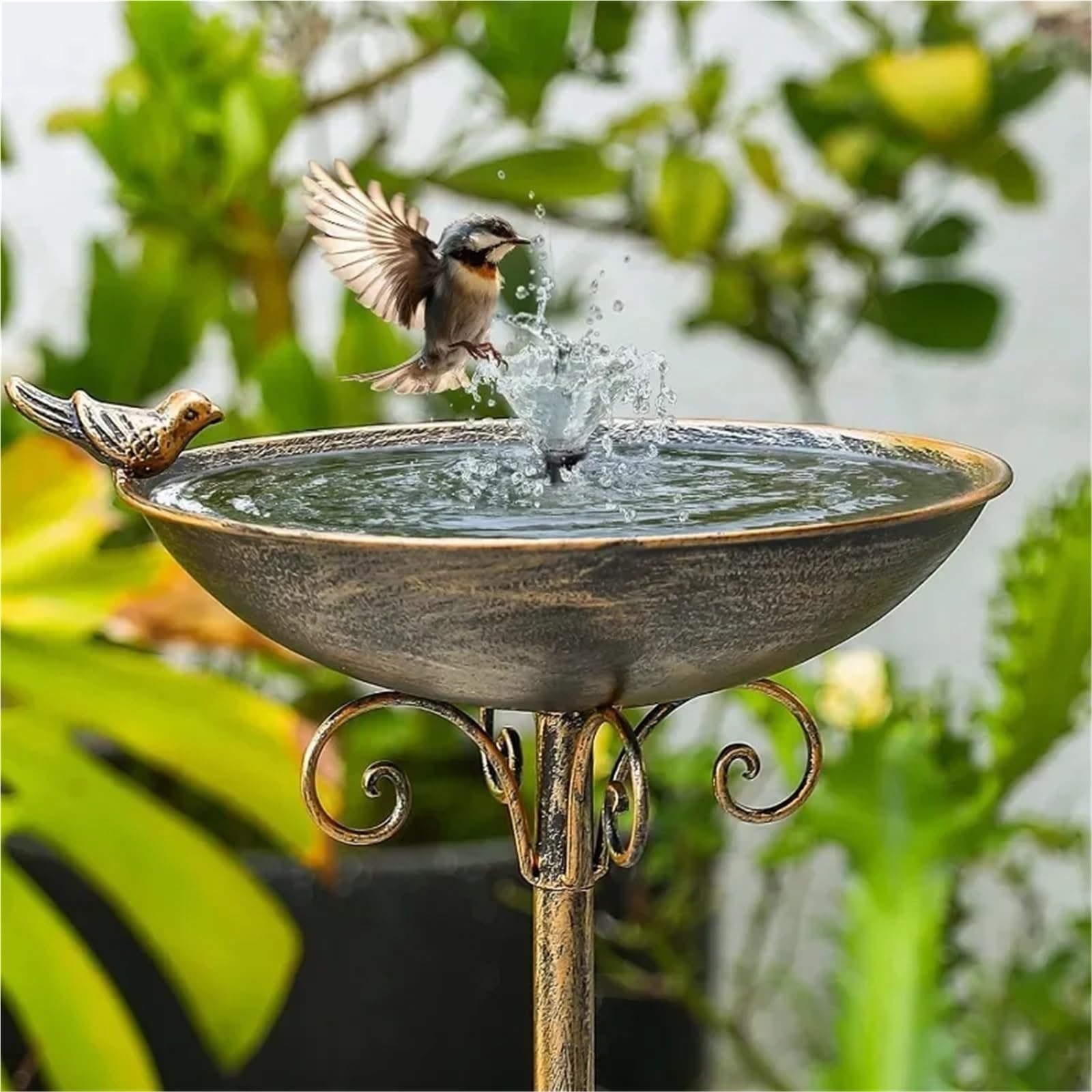Metal Bebedero pajaros con Pie Baño for pájaros con Pedestal de 11,4" Ancho x 27,6" Alto diámetro | Baños for pájaros for exteriores, comedero for pájaros, bandeja for semillas, jardín