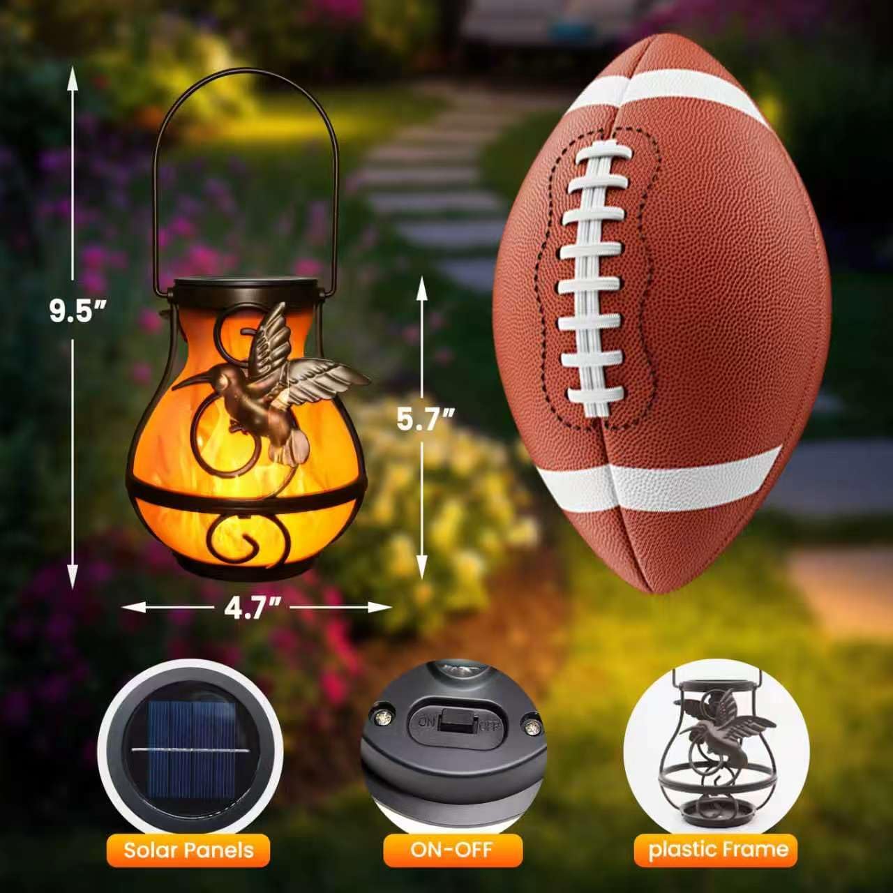 2 Pack Solar Lanterns Outdoor Waterproof Flickering Flame Light Hummingbird Hanging Solar Powered Lantern for Yard Patio Porch Path Tree Outdoor Garden Decor Women Mom Friend Gift