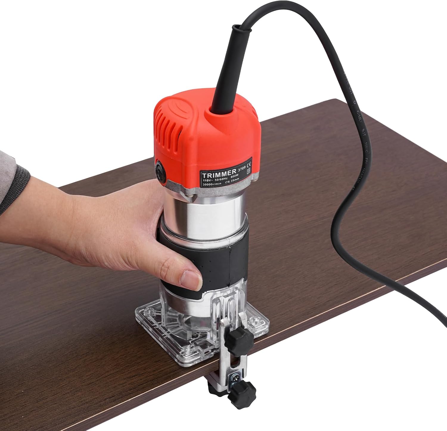 Wood Router Tool with 15PCS Router Collets, 800W Compact Trim Router, 10,000-30,000rpm, 6 Variable Speeds Fixed Base - Ideal for Woodworking and DIY Projects