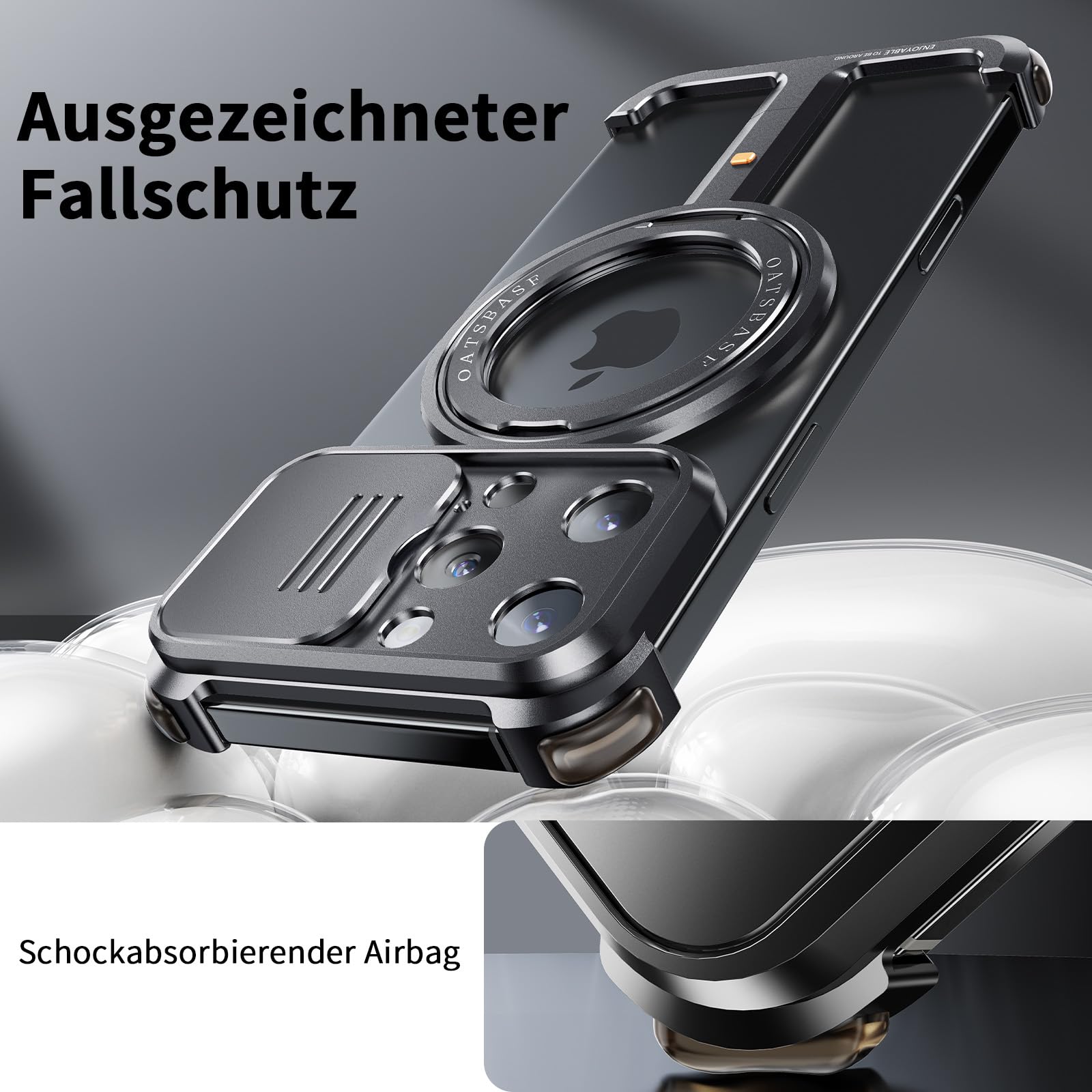 IPhone 16 Pro Hülle Mit Magnetischem Kameraschutz & Drehbarem Ständer - Stoßfestes Bumper Case