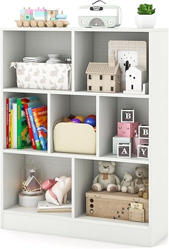 Miniatura 10 de HONEY JOY Organizador de almacenamiento de juguetes para niños, gabinete de almacenamiento de piso de madera de 10 secciones, baúl de juguetes de