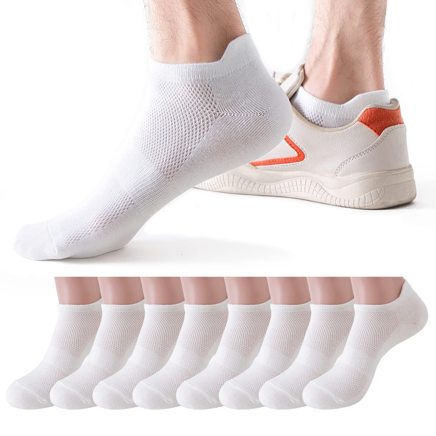 8 Pairs Ankle Athletic Running Socks for Men Women Low Cut Wicking Sport Cushion Tab Breathable Mesh Socks