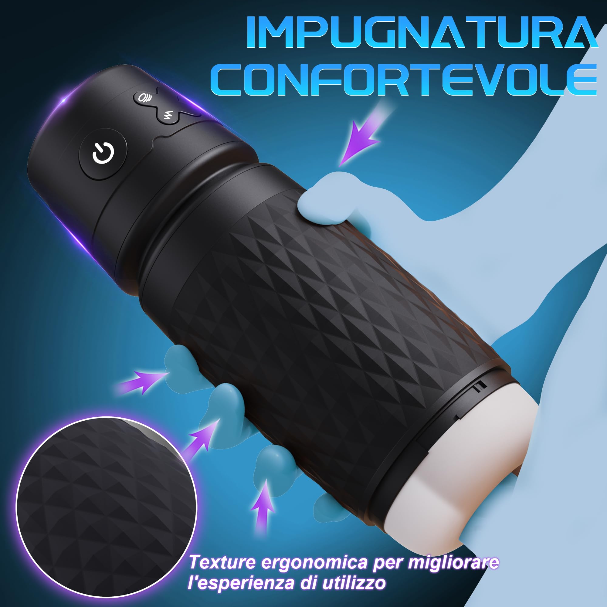 Masturbazione per Uomini, Giocattolo Sessuale Maschile con Modi di Vibrazione e Suzione, Masturbatore Elettrico 3D, Vagina Realistica, Giocattolo Sessuale per Uomini, Masturbatore per Pene, Nero