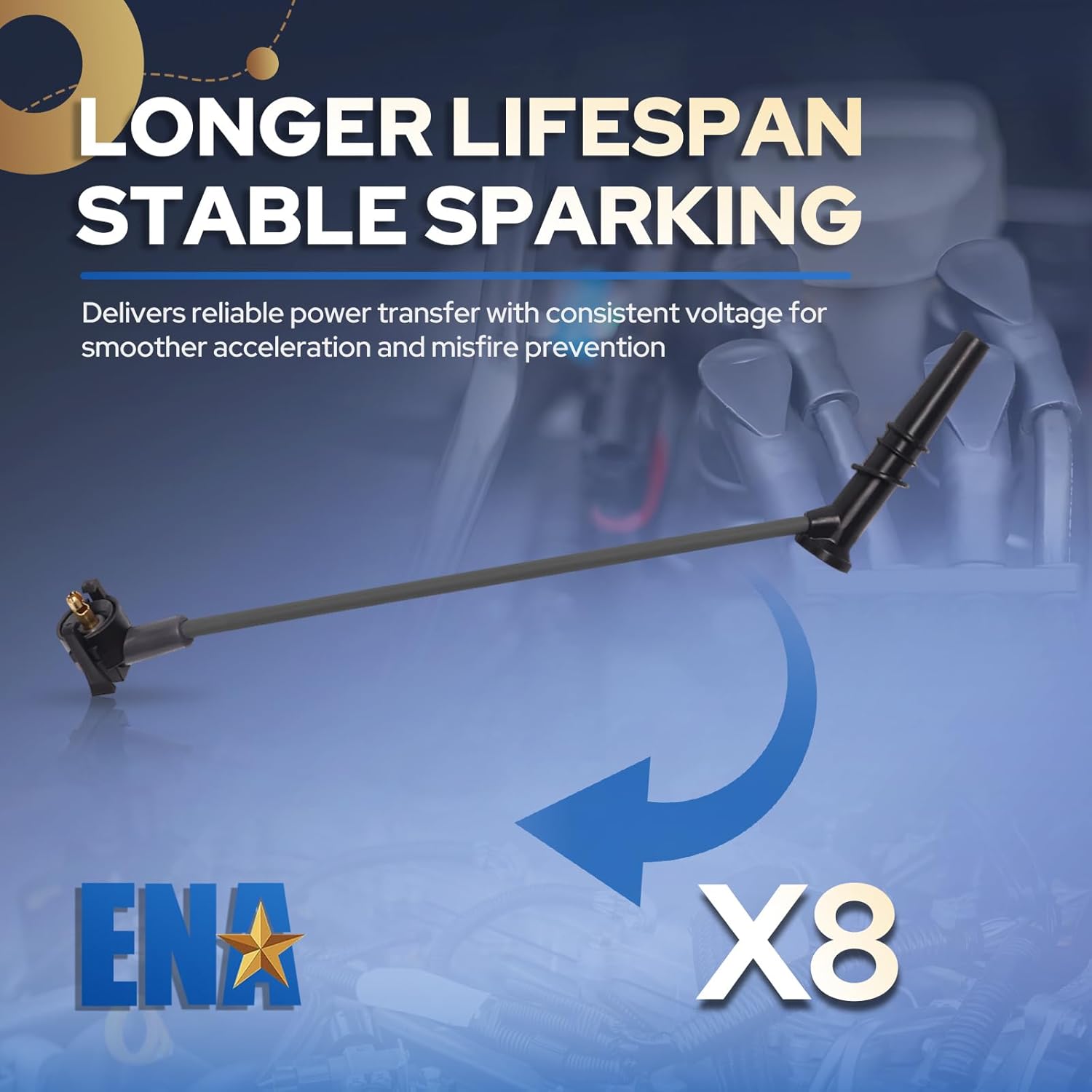 ENA Spark Plug Wire Set Compatible with Mercury Lincoln Ford F150 F250 E150 Crown Victoria ExpeditionGrand Marquis Econoline Club Wagon V8 4.6L Replacement for WR5934 F8PZ12259LA CH8882 700944