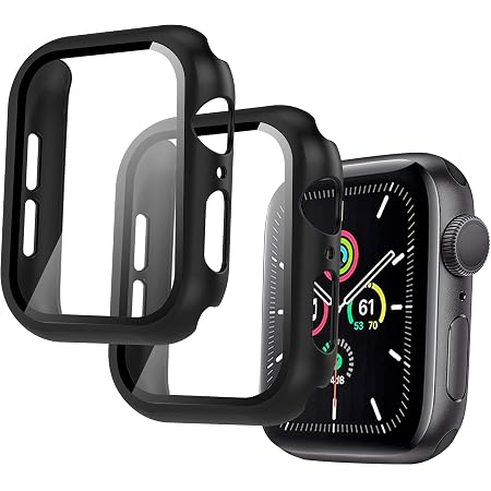 Amazon.com: Arae Funda de reloj compatible con Apple Watch Series 6 5 4 SE  de 1.575 in para mujeres y hombres con protector de pantalla de vidrio  templado, color negro : Celulares y Accesorios