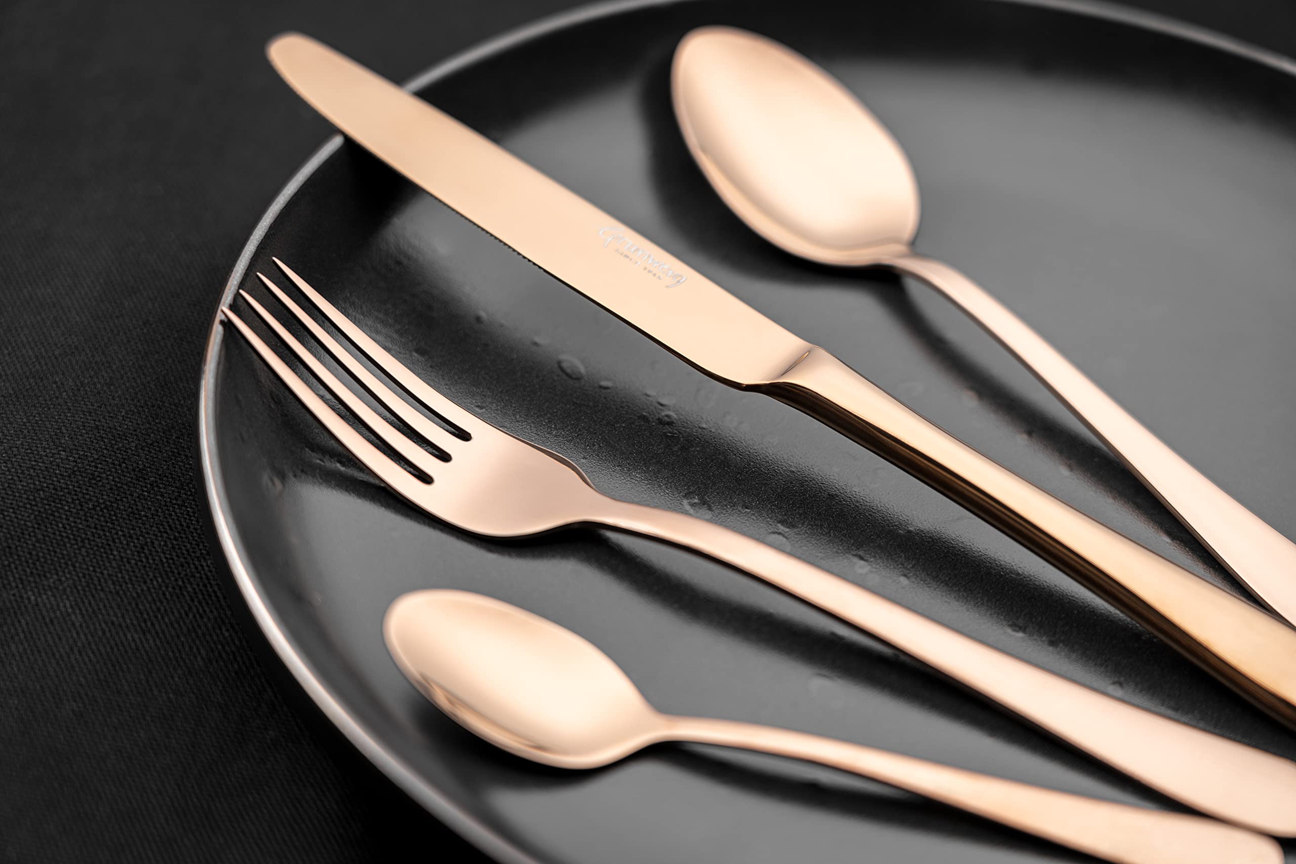 Set Posate Grunwerg Windsor 16 Pezzi, Acciaio Inox 18/10 Con Rivestimento PVD Rame, Eleganti E Lavabili In Lavastoviglie - 2