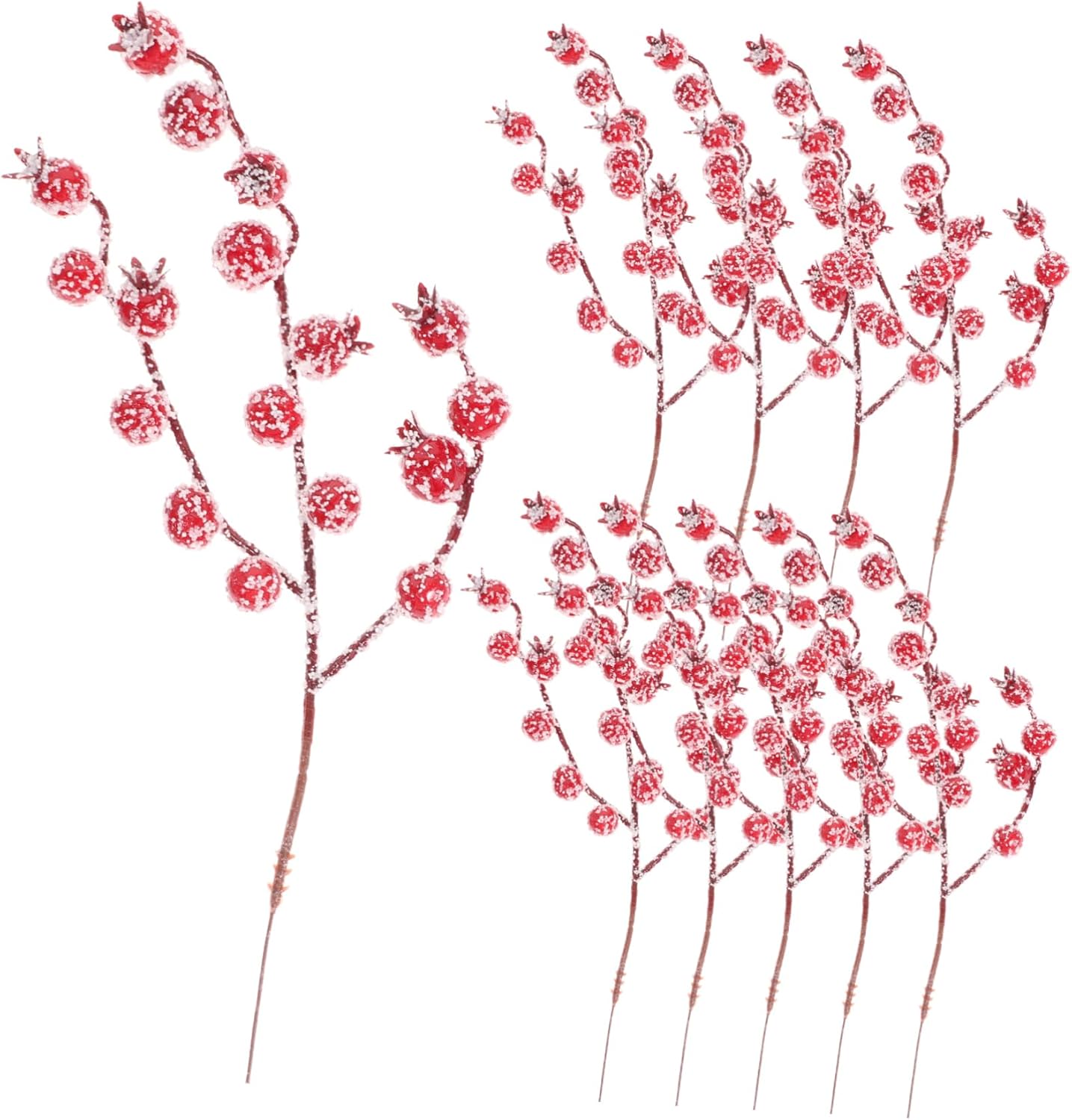 High Heel 10pcs Berry Picks for Christmas Tree Fake Berry Picks Spray White Holly Berries High Heel