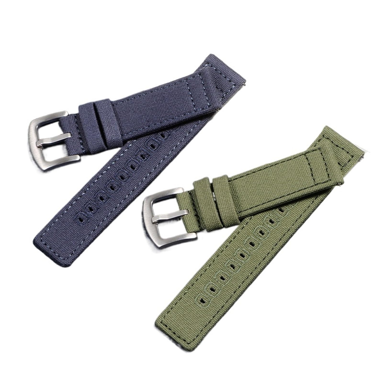 Bracelet De Montre En Toile Nylon À Dégagement Rapide, 18 Mm, 20, 22, Boucle Vert Armée